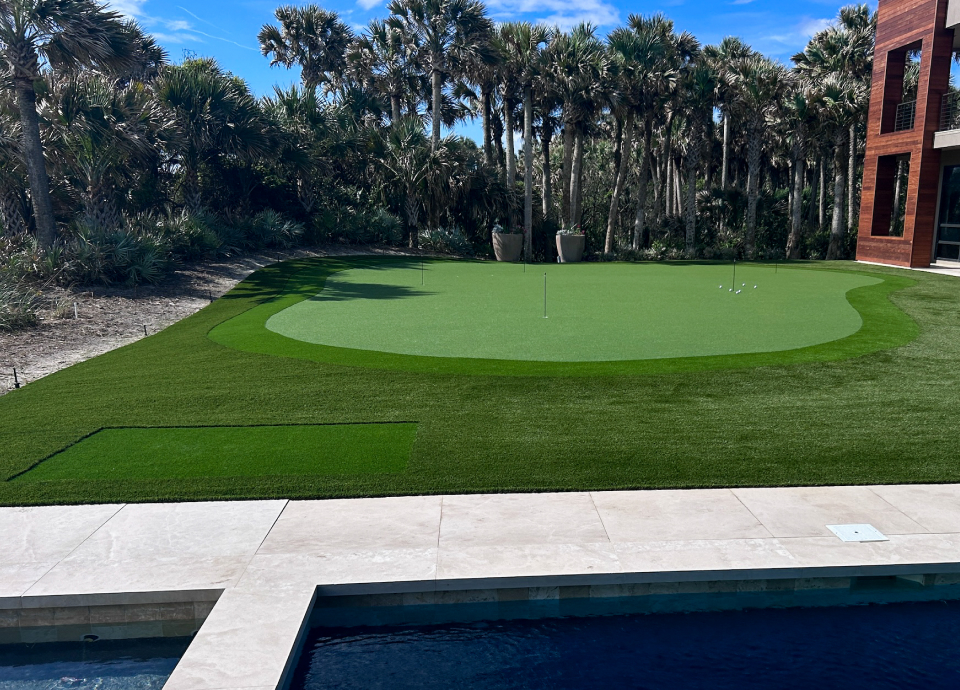 Backyard Putting Green with Pool